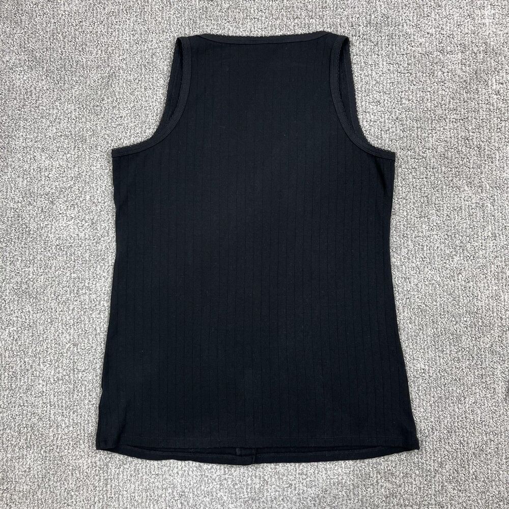 Torrid Top Womens 1 Black Square Neck Sleeveless Button Front Ribbed Knit Tank - Picture 2 of 9